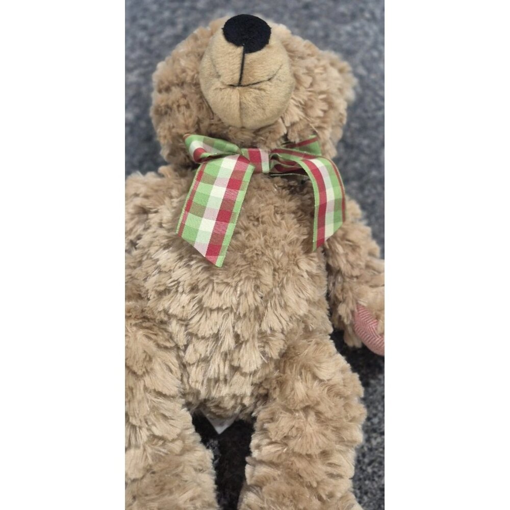 Pier 1 Imports Christmas 2018 Caleb 16" Teddy Bear Plush Holiday w Plaid Bow - Picture 3 of 7